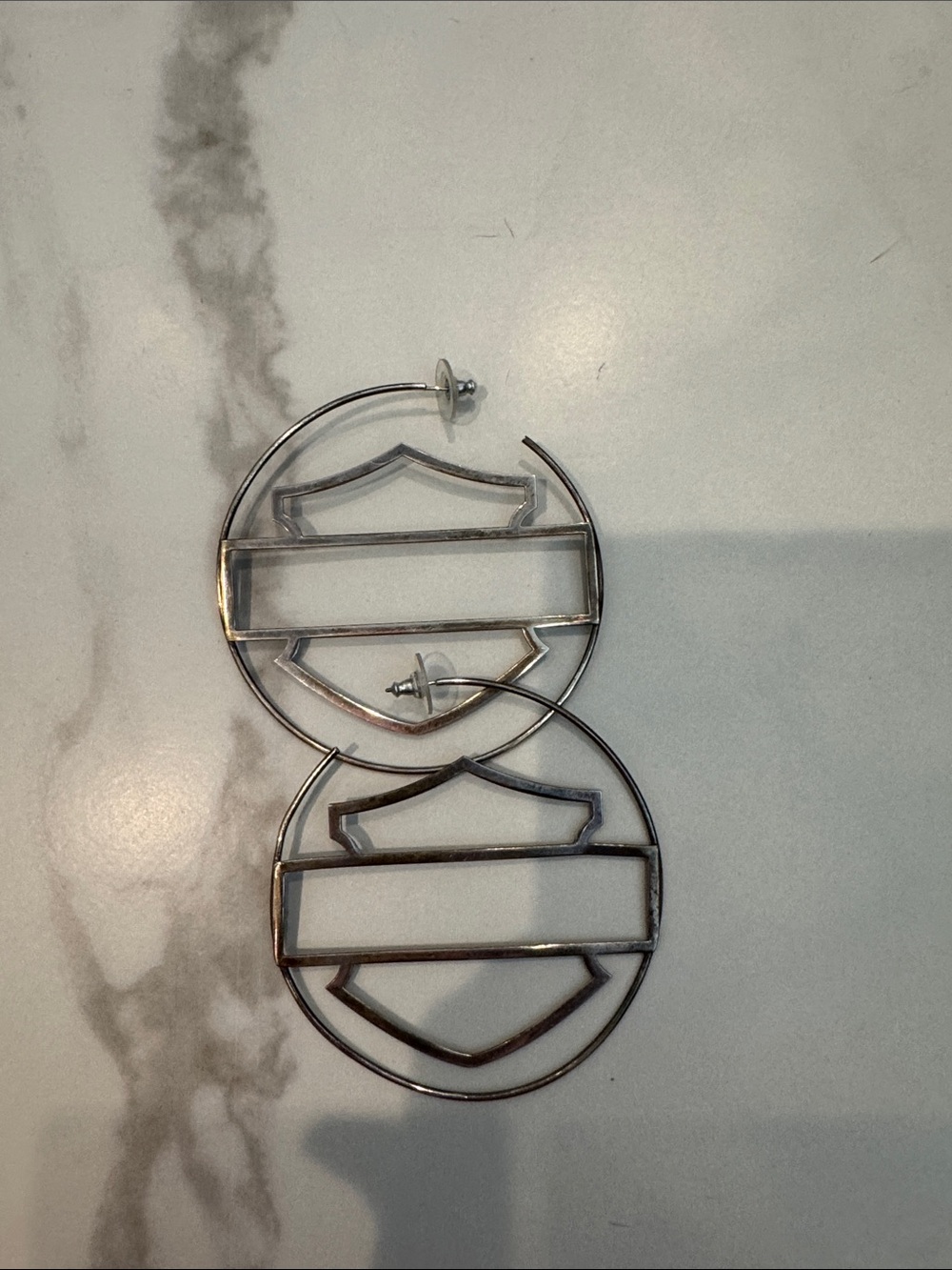 RARE Harley-Davidson sterling silver large hoops